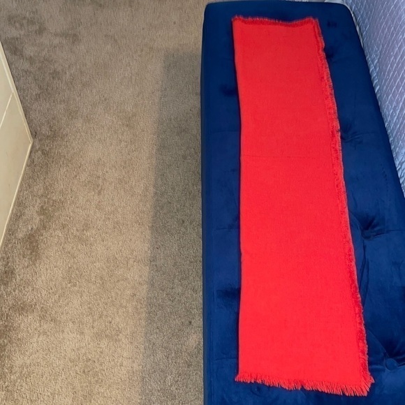 Orange Linen Table Topper 35.5” x 37.5” Approximately - Picture 4 of 7